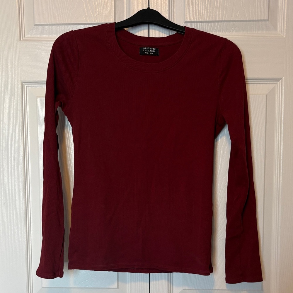 Brunette The Label Deep Red Long Sleeve Tee